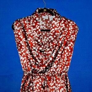 Ezekiel Floral Print Dress - Women's Size S - Brown & Cream Satin - Pull On